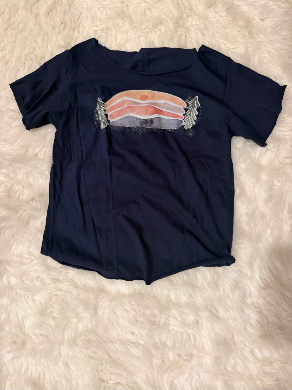 Navy Graphic Tee with Sunset Design